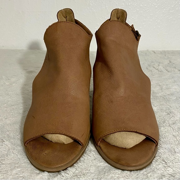 Lucky Brand Kerne Brown Leather Peep Toe Bootie Sandals Women’s Size 9M - Picture 4 of 12